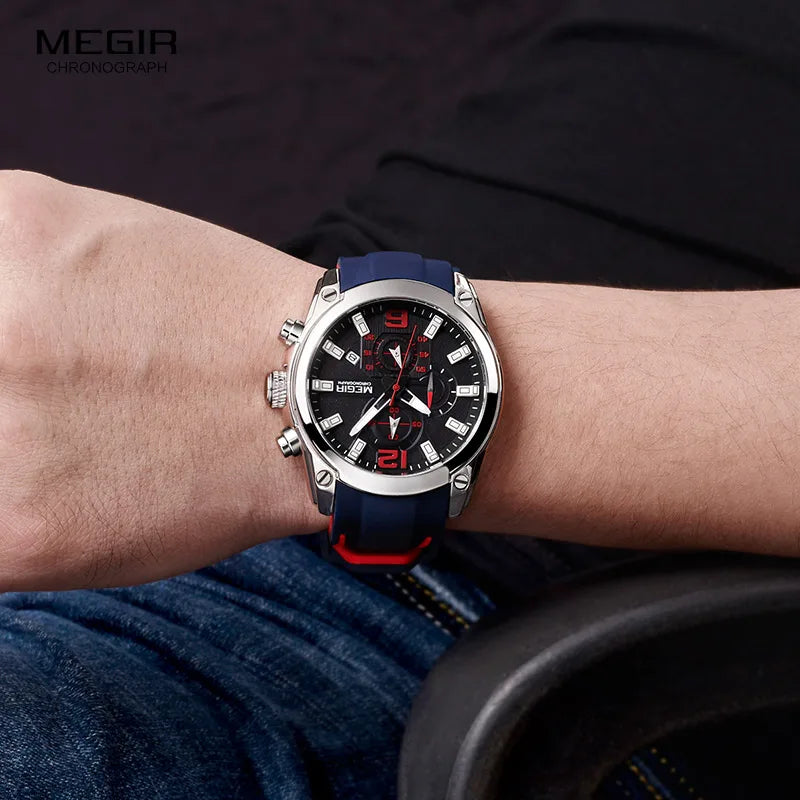 Megir Men's Chronograph Analog Quartz Watch with Date