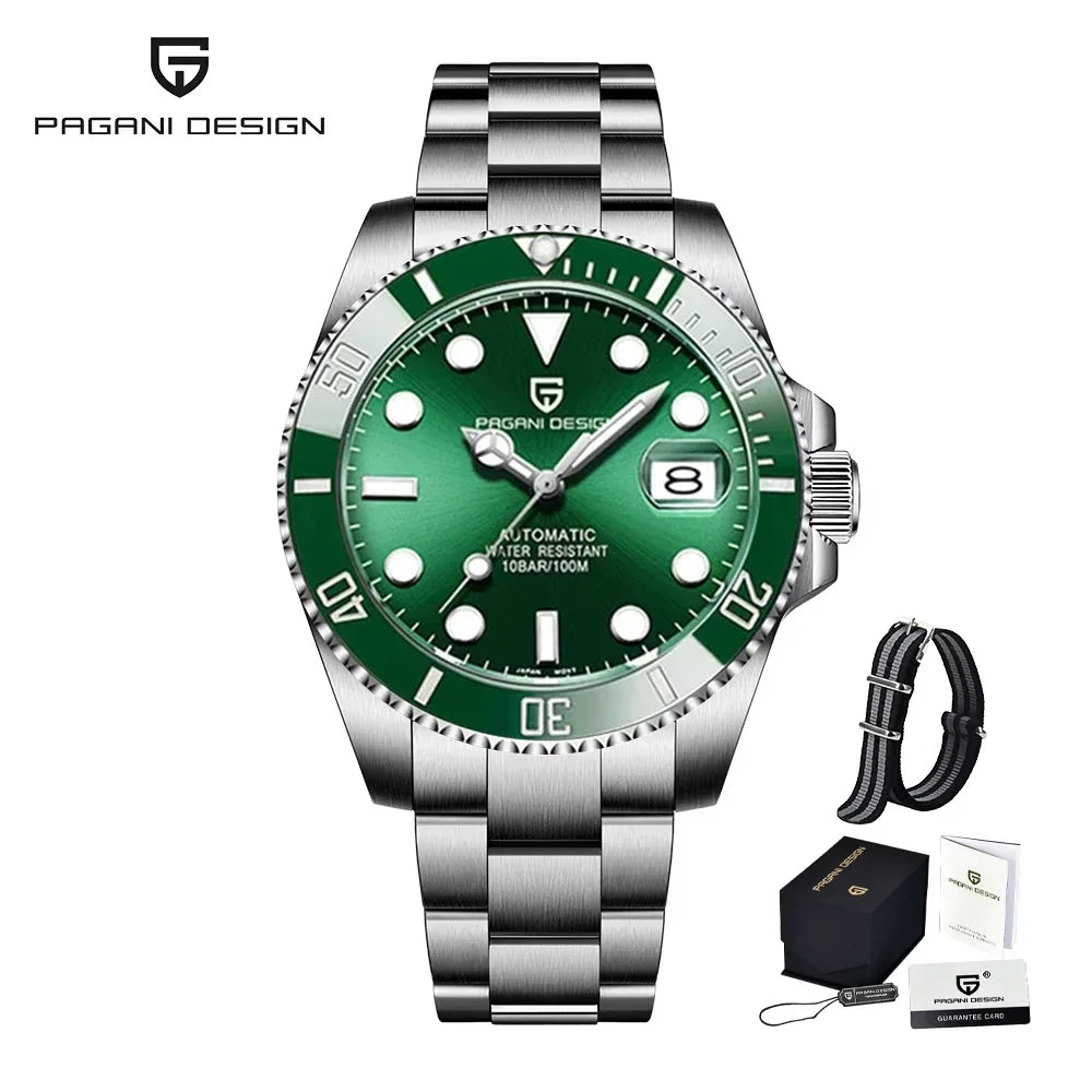PAGANI DESIGN PD1661 Water Ghost Watch 40MM Luxury Automatic Mechanical Watches NH35 Auto Date Sport Dive BGW-9 Watch For Men