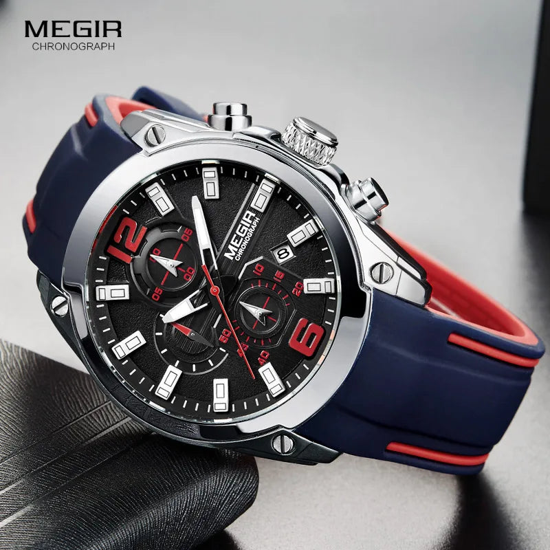 Megir Men's Chronograph Analog Quartz Watch with Date