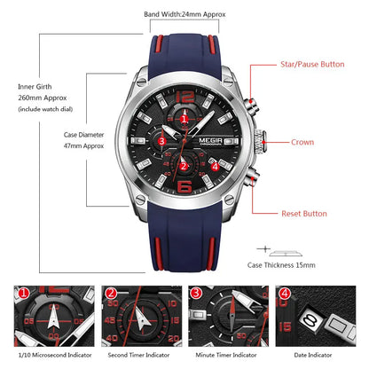 Megir Men's Chronograph Analog Quartz Watch with Date