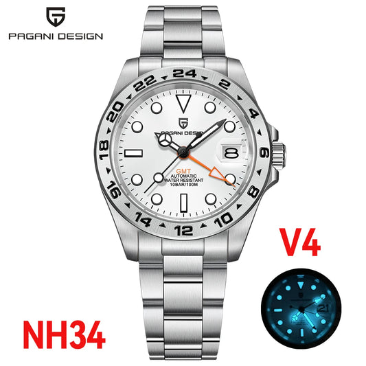 （Local delivery）PAGANI DESIGN 2025 New NH34 Men's GMT Automatic Mechanical Watches Stainless Steel 10Bar Sport BWG-9 Clock