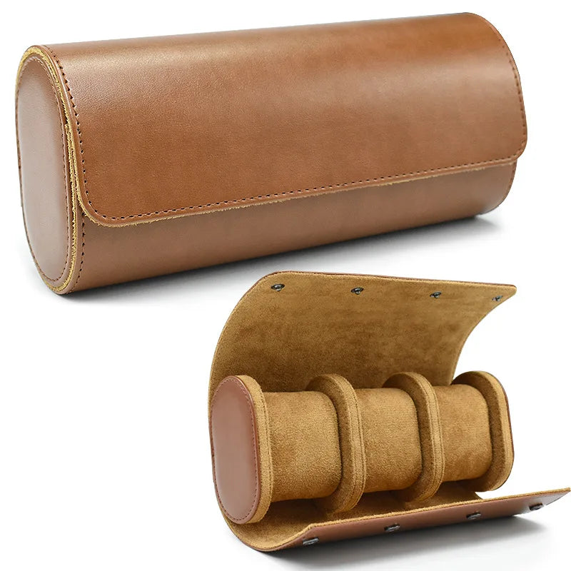 Premium Leather Watch Roll Travel Case