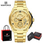 Naviforce Watch  Men Quartz  Chronograph  Waterproof  Steel Watch  Gift Box