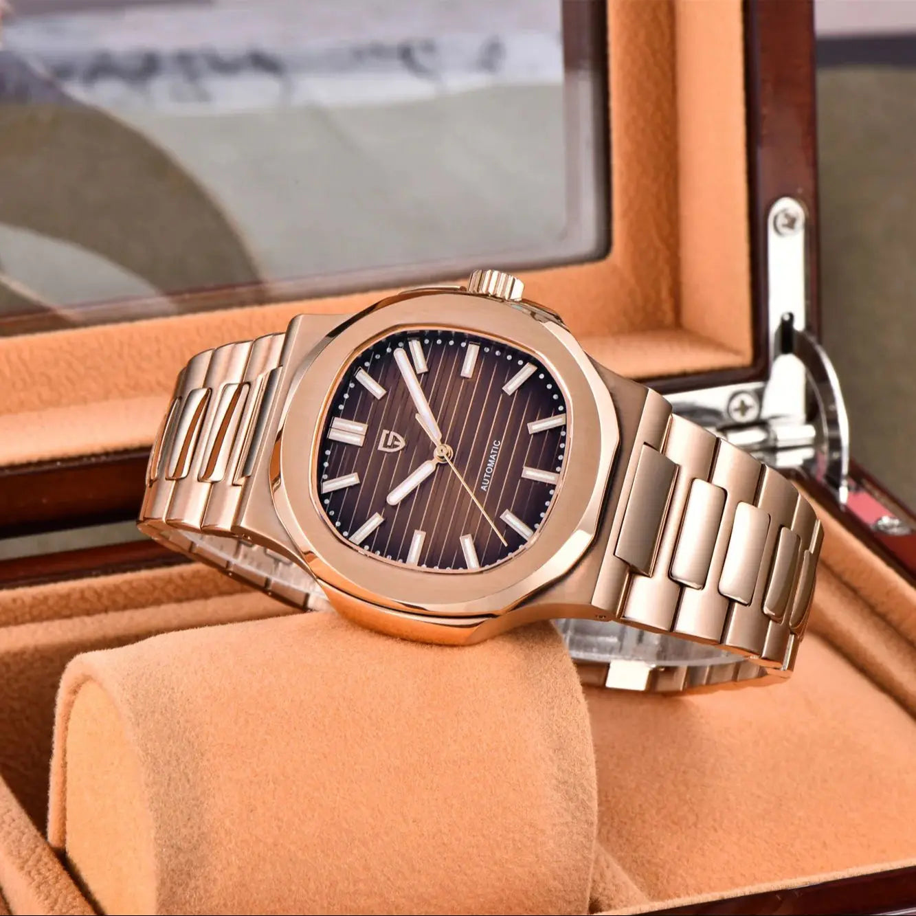 PD-1728RG Rose Gold Automatic Sapphire Watch