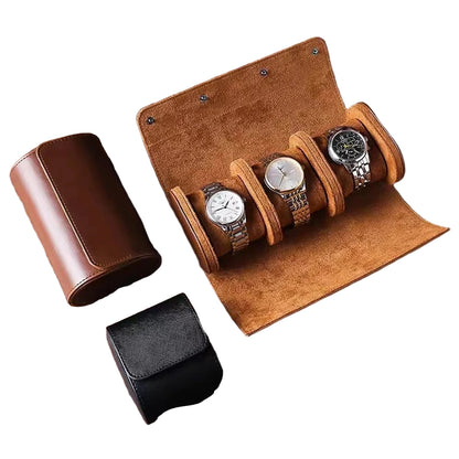 Premium Leather Watch Roll Travel Case