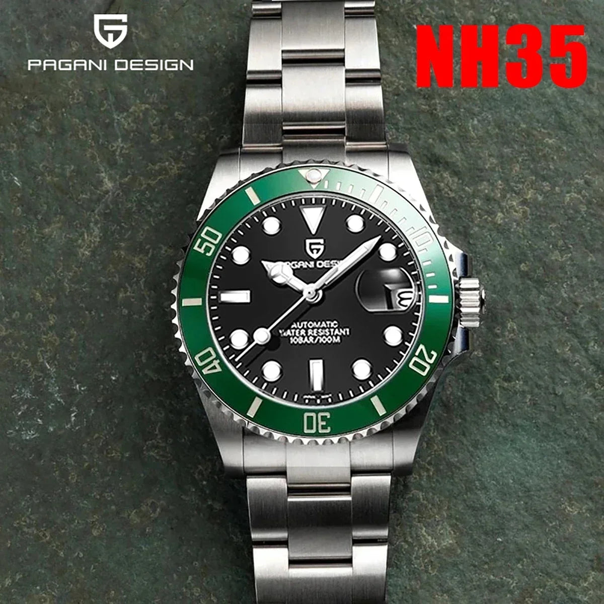 PAGANI DESIGN PD1661 Water Ghost Watch 40MM Luxury Automatic Mechanical Watches NH35 Auto Date Sport Dive BGW-9 Watch For Men