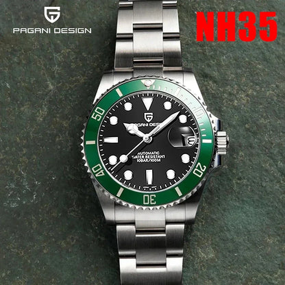 PAGANI DESIGN PD1661 Water Ghost Watch 40MM Luxury Automatic Mechanical Watches NH35 Auto Date Sport Dive BGW-9 Watch For Men