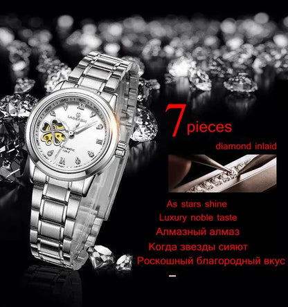 Women Watch  Self Wind  Sapphire  Luminous  Canvas Strap  Calendar