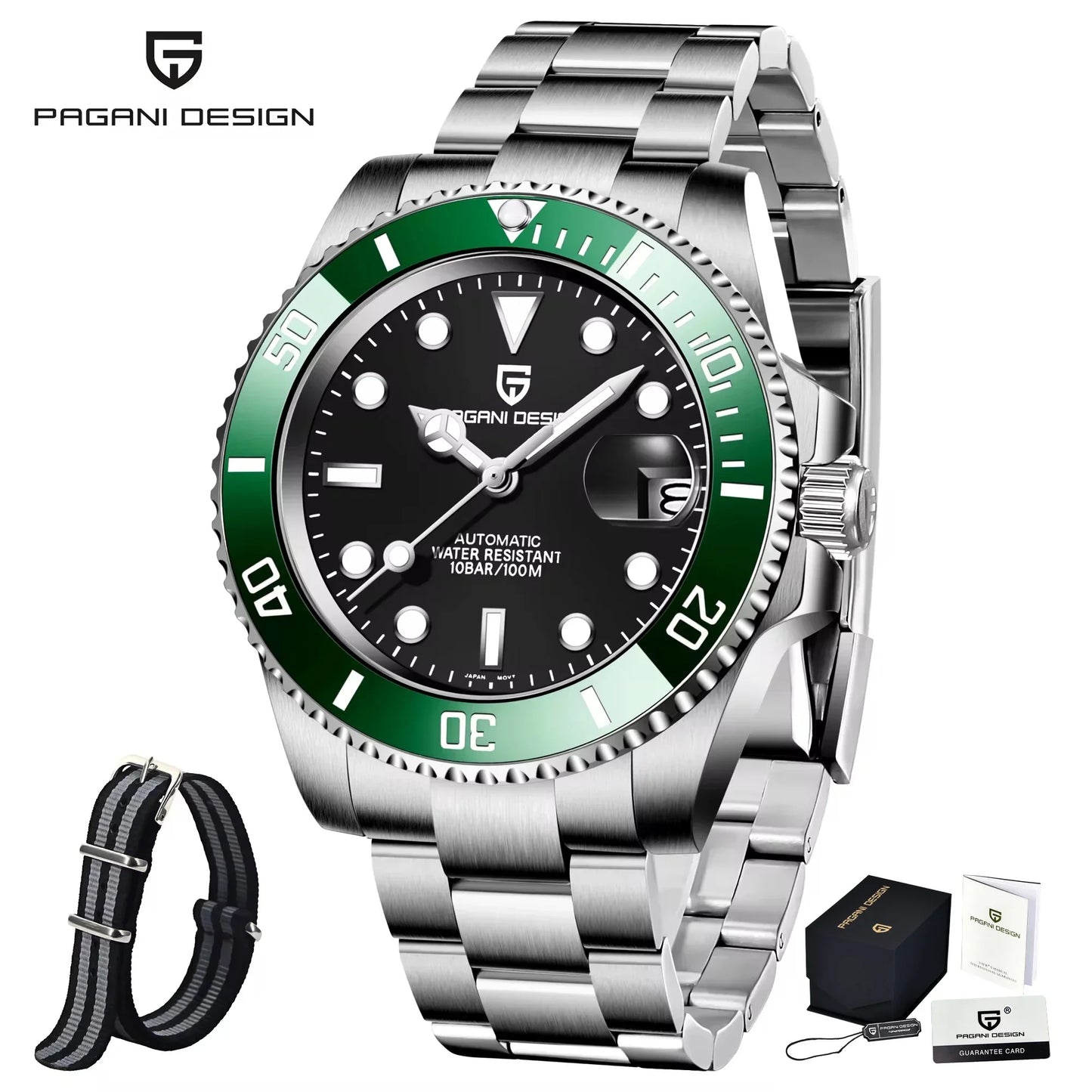 PAGANI DESIGN PD1661 Water Ghost Watch 40MM Luxury Automatic Mechanical Watches NH35 Auto Date Sport Dive BGW-9 Watch For Men