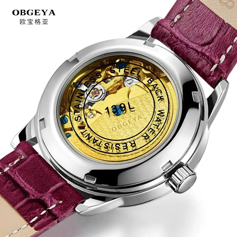 Women Watch  Self Wind  Sapphire  Luminous  Canvas Strap  Calendar