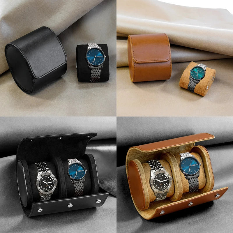 Premium Leather Watch Roll Travel Case