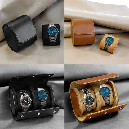 Premium Leather Watch Roll Travel Case