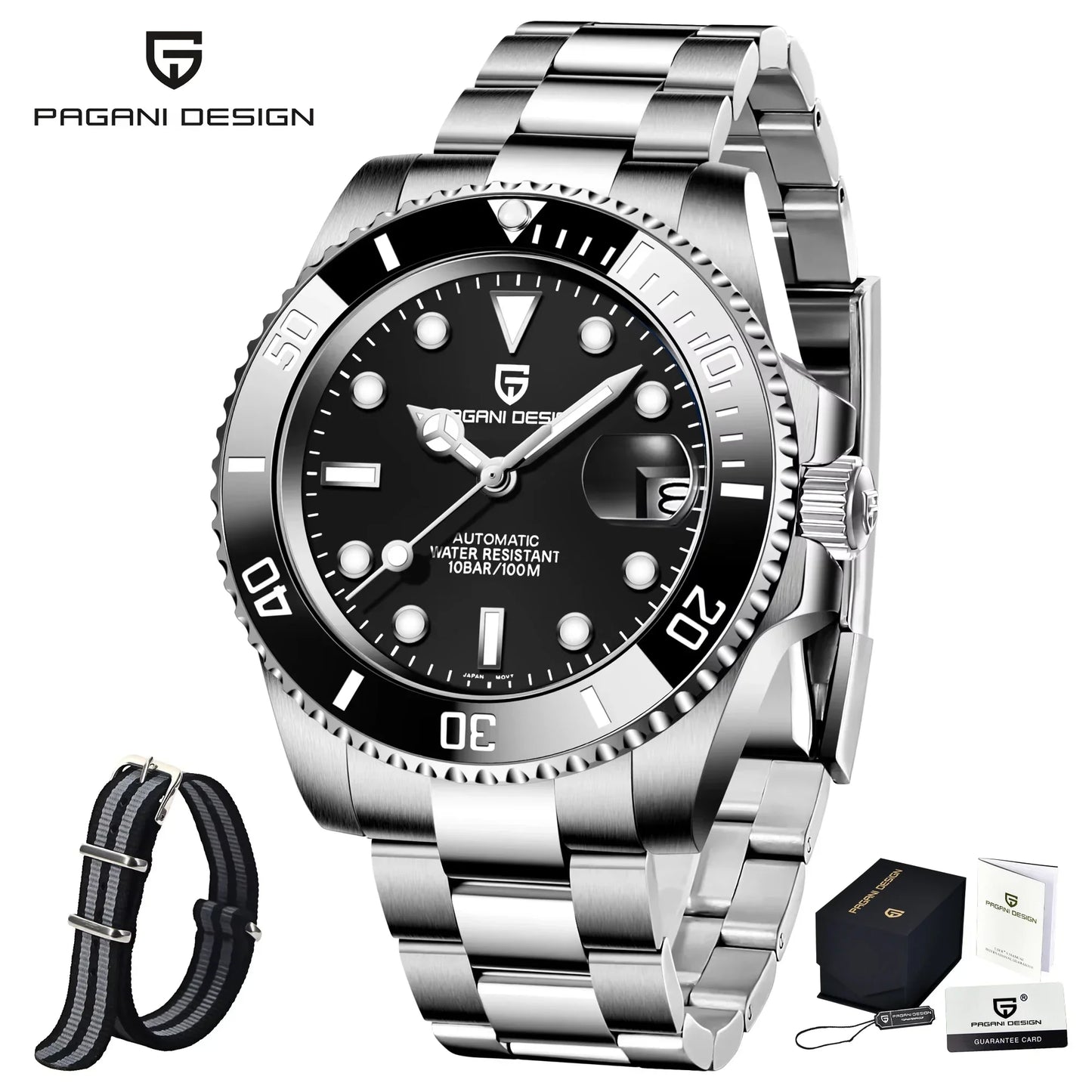 PAGANI DESIGN PD1661 Water Ghost Watch 40MM Luxury Automatic Mechanical Watches NH35 Auto Date Sport Dive BGW-9 Watch For Men