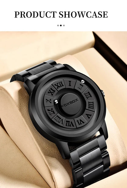 FOXBOX Military Waterproof Watch For Men LIGE Luxury Crolling Pointer Magnetic Force Watch Men Fashion Sport Quartz Chronograph