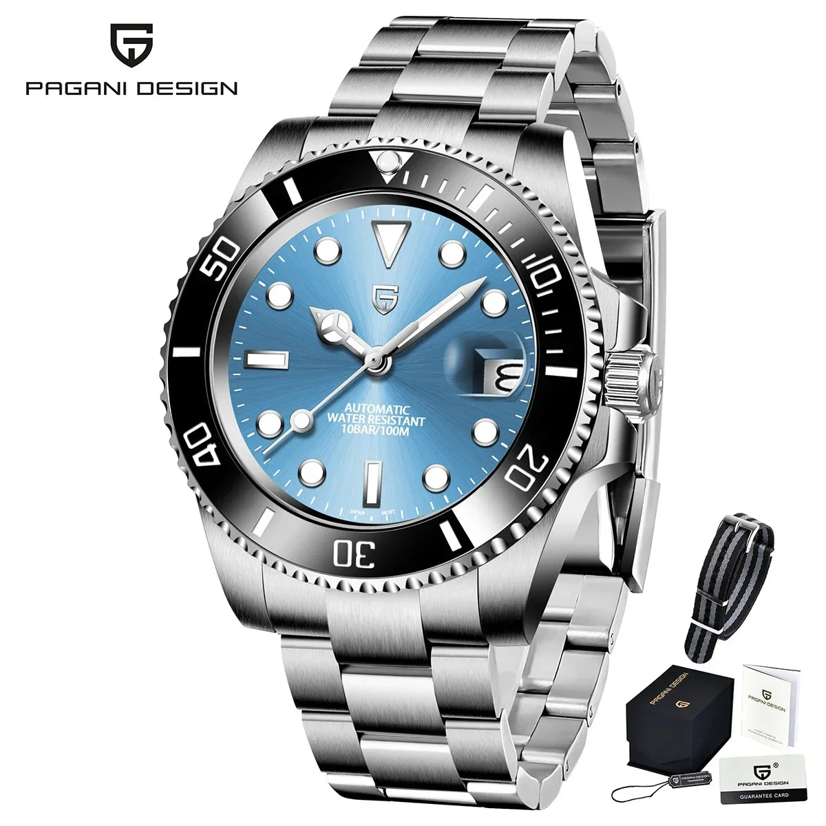 PAGANI DESIGN PD1661 Water Ghost Watch 40MM Luxury Automatic Mechanical Watches NH35 Auto Date Sport Dive BGW-9 Watch For Men