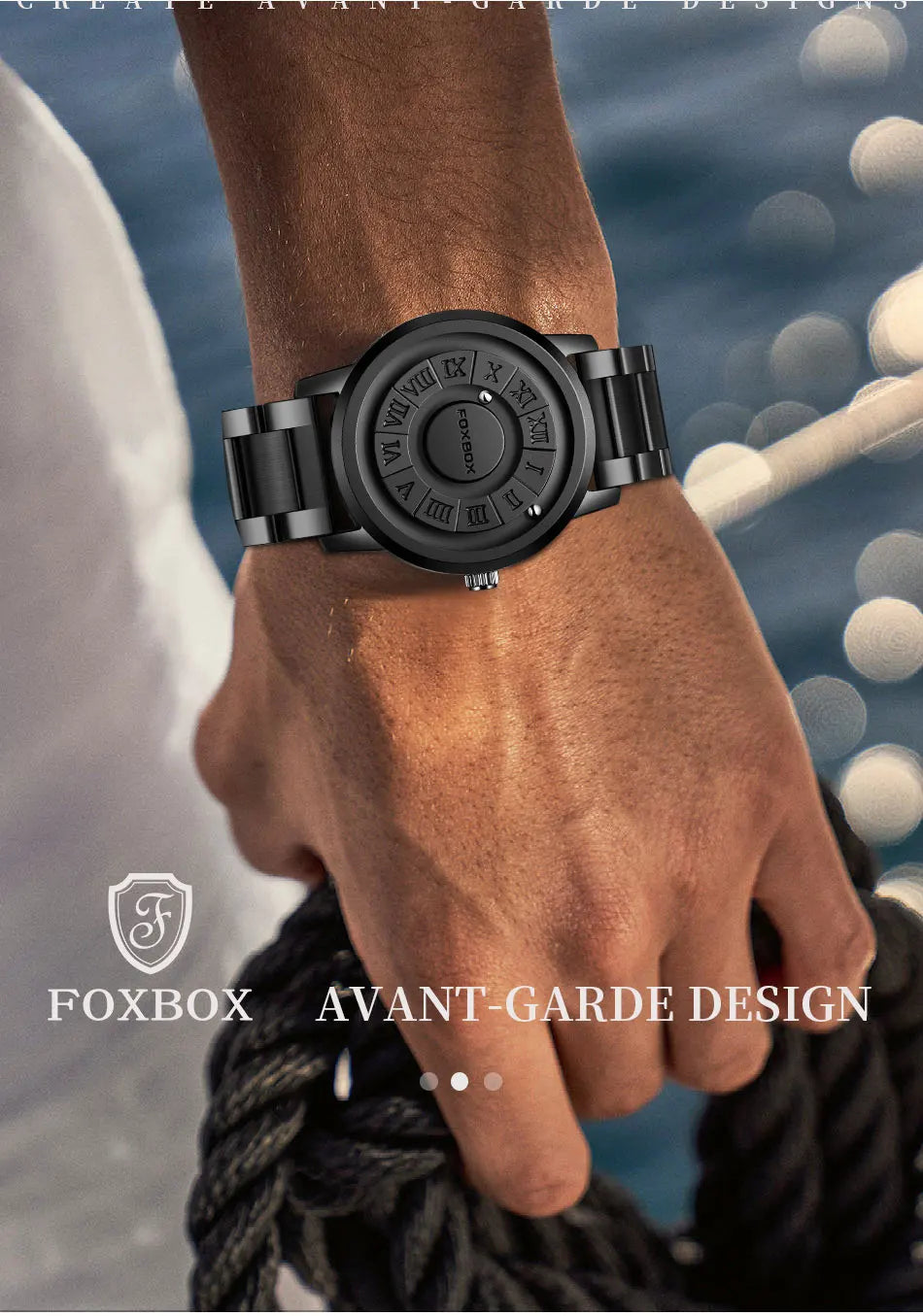 FOXBOX Military Waterproof Watch For Men LIGE Luxury Crolling Pointer Magnetic Force Watch Men Fashion Sport Quartz Chronograph