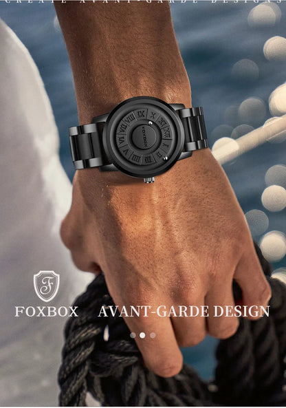 FOXBOX Military Waterproof Watch For Men LIGE Luxury Crolling Pointer Magnetic Force Watch Men Fashion Sport Quartz Chronograph