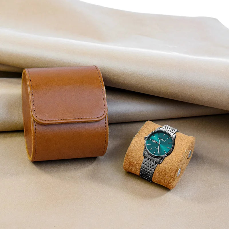 Premium Leather Watch Roll Travel Case