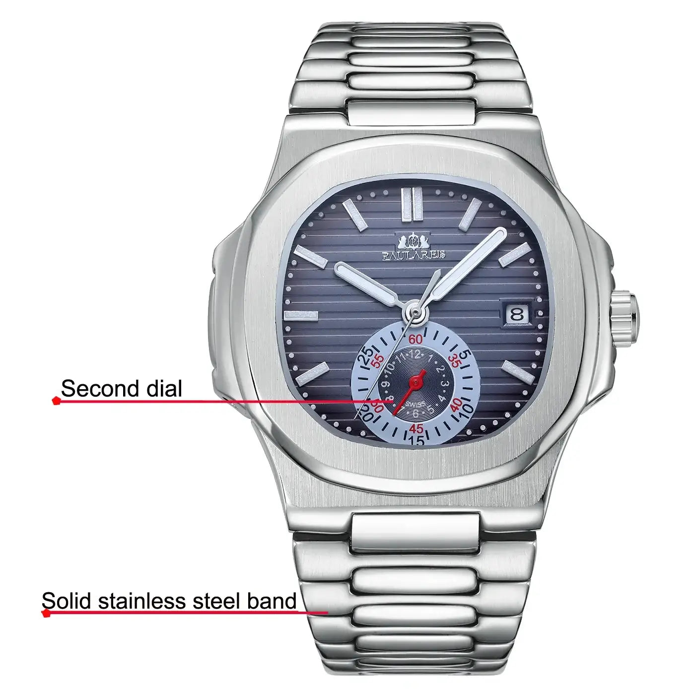 blue dial dress watch for men