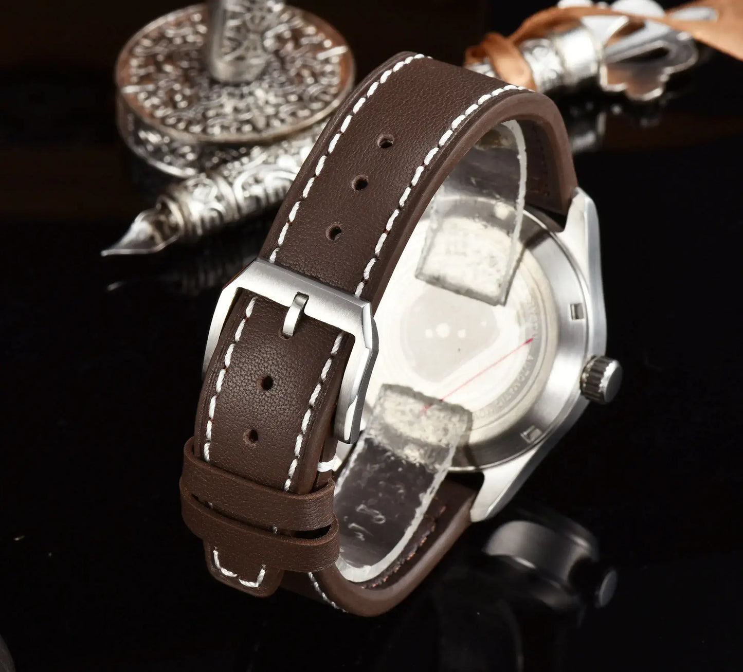 brown leather watch