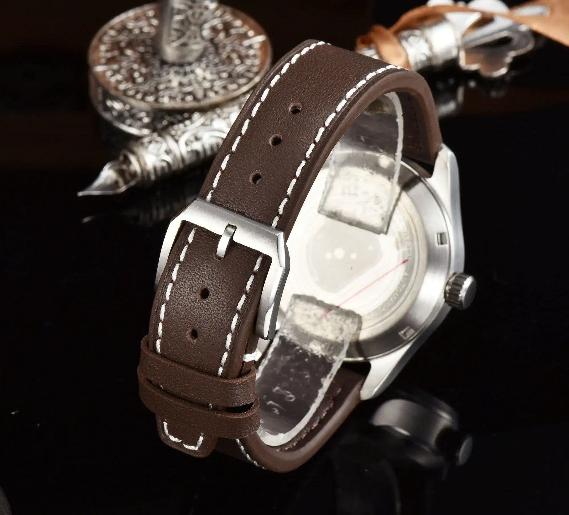 brown leather watch