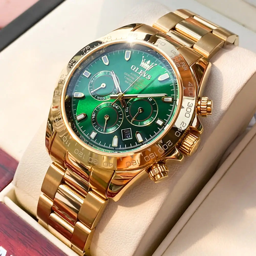 gold green watch