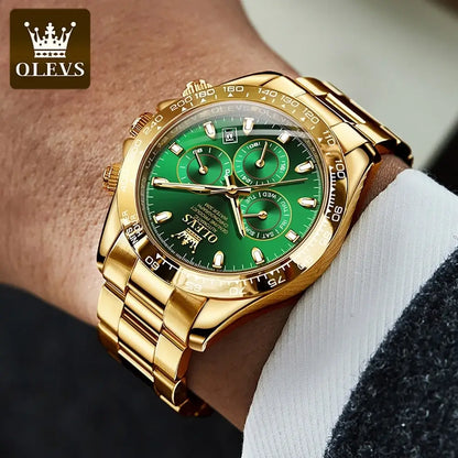 gold green watch